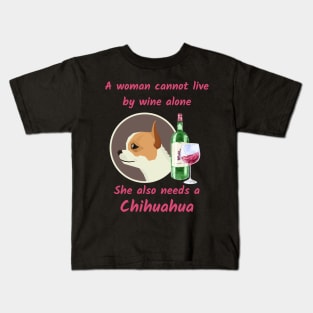 Funny Chihuahua and Wine Kids T-Shirt